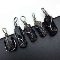 Schorl Hanger, Onregelmatige, handgemaakt, willekeurig verzonden & natuurlijke, zwart, (28~38)*(10~15)mm, Verkocht door PC