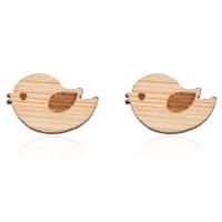Wood Earring Bird for woman 11mm Sold By Pair
