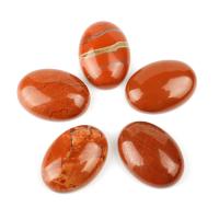 Gemstone Cabochons, Red Jasper, ellipse, rødbrun, 25x18mm, 5pc'er/Bag, Solgt af Bag