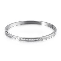 Stainless Steel Bangle plated micro pave cubic zirconia & for woman 4mm Inner Approx 62mm Sold By PC