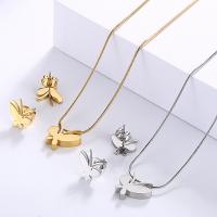 Fashion Stainless Steel Jewelry Sets Stud Earring & necklace Butterfly 18K gold plated for woman Sold By Set