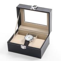 Watch Jewelry Box PU Leather with Velveteen & Glass & Stainless Steel Unisex black Sold By PC