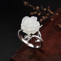 925 Sterling Silver Finger Rings with Hetian Jade adjustable & for woman Sold By PC