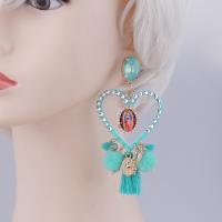 Crystal Earrings Zinc Alloy with Cotton & Crystal & Resin for woman Sold By Pair