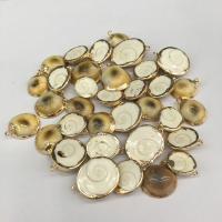 Shell Pendants Round gold color plated dyed & DIY mixed colors 14*18mm~20*25mm Sold By PC