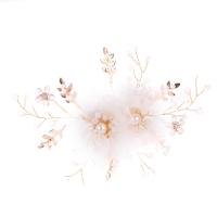 Kwiaty dla nowożeńców włosów, Stop cynku, ze Perła plastikowa, Powlekane, biżuteria moda & dla kobiety, biały, bez zawartości niklu, ołowiu i kadmu, 150x95mm, sprzedane przez PC