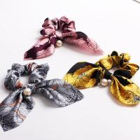 Bunny Ears Hair Scrunchies Rubber Band with Cloth & Plastic Pearl for woman Sold By PC