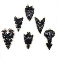 Black Obsidian Přívěsky, pozlacení, DIY & různé velikosti pro výběr, černý, Prodáno By PC