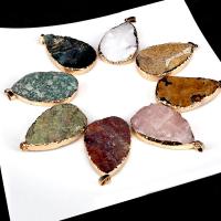 Gemstone Pendants Jewelry Natural Stone Teardrop gilding DIY 20-35mm Sold By PC