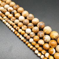 Natural Picture Jasper Beads Round polished DIY Sold Per Approx 15 Inch Strand