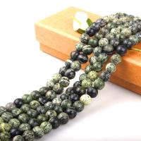 Gemstone smykker perler, Green Zebra Jasper, Runde, du kan DIY, grøn, nikkel, bly & cadmium fri, Solgt Per Ca. 15 inch Strand
