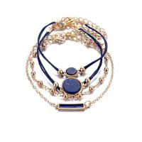Zinc Alloy Bracelet with Marble & PU Leather gold color plated 4 pieces & oval chain & for woman & enamel nickel lead & cadmium free Sold By Set
