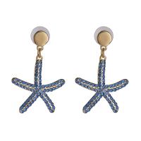 Zinc Alloy Drop Earrings Starfish with rhinestone Sold By Bag