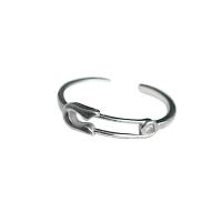 Brass Finger Ring Safety Pin platinum plated adjustable & for woman nickel lead & cadmium free 45mm US Ring .5 Sold By PC