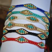 cordon ciré bracelet, avec Seedbead, fait à la main, bracelet tressé, plus de couleurs à choisir, Vendu par brin