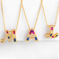 Cubic Zircon Micro Pave Brass Necklace Alphabet Letter 18K gold plated oval chain & micro pave cubic zirconia & for woman nickel lead & cadmium free Sold Per Approx 15.7 Inch Strand