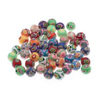 Polymer Clay Beads Round handmade multi-colored nickel lead & cadmium free Sold By Bag