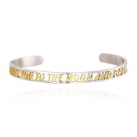 Stainless Steel Bangle plated Unisex & with letter pattern Inner Approx 65mm Sold By PC