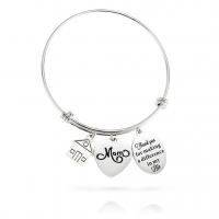 Stainless Steel Bangle Unisex & adjustable & with letter pattern original color  7mm 1.5mm Inner Approx 62mm Sold By PC