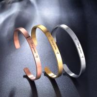 Stainless Steel Bangle plated Unisex & with letter pattern Inner Approx 62mm Sold By PC
