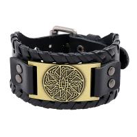 Cowhide Bracelet Faux Leather with Zinc Alloy plated fashion jewelry & for man Sold By PC
