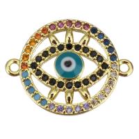 Evil Eye Connector Brass plated fashion jewelry & DIY & with cubic zirconia nickel lead & cadmium free Approx 1.5mm Sold By Lot