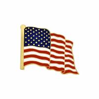 Zinklegering broches, Zinc Alloy, gold plated, Verenigde Staten Vlag patroon & uniseks & glazuur, gemengde kleuren, 25x20mm, 5pC's/Lot, Verkocht door Lot