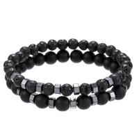 Men Bracelet Abrazine Stone with Lava elastic & for man Length Approx 7.3 Inch Sold By Set