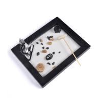 Fibreboard voor middelste dichtheid Zen Sandbox Ornament, Plein, half handgemaakte, voor thuis en op kantoor, zwart, 250x200x20mm, Verkocht door PC