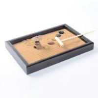 Fibreboard voor middelste dichtheid Zen Sandbox Ornament, Plein, half handgemaakte, voor thuis en op kantoor, zwart, 221x151x50mm, Verkocht door PC