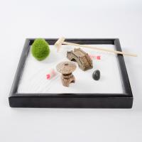Fibreboard voor middelste dichtheid Zen Sandbox Ornament, Plein, half handgemaakte, voor thuis en op kantoor, zwart, 260x205x70mm, Verkocht door PC