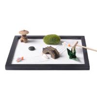 Fibreboard voor middelste dichtheid Zen Sandbox Ornament, Plein, half handgemaakte, voor thuis en op kantoor, zwart, 135x185x55mm, Verkocht door PC