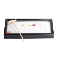 Fibreboard voor middelste dichtheid Zen Sandbox Ornament, Plein, half handgemaakte, voor thuis en op kantoor, zwart, 222x120x23mm, Verkocht door PC