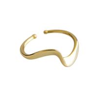 925 Sterling Silver Cuff Finger Ring Wave plated Korean style & adjustable & for woman 9mm 16.5mm US Ring Sold By PC