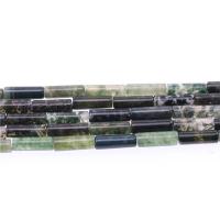 Moos Achat Perle, Zylinder, poliert, DIY, grün, 4x13mm, Länge ca. 15.4 ZollInch, 2SträngeStrang/Tasche, ca. 30PCs/Strang, verkauft von Tasche