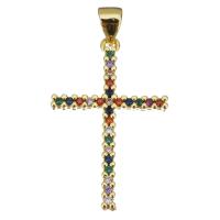 Brass Cross Pendants plated fashion jewelry & DIY & with cubic zirconia nickel lead & cadmium free Approx Sold By Lot