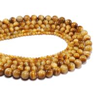 Natural Tiger Eye Beads polished durable & Mini & DIY gold Sold By Strand
