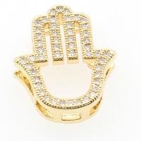 Brass Slide Charm Hand plated DIY & micro pave cubic zirconia & hollow golden 20.07*16.5*5.13mm Approx 10.9mm Sold By Lot