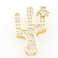 Brass Slide Charm plated DIY & micro pave cubic zirconia golden 18.3*12.9*4.25mm Approx 12.75mm Sold By Lot