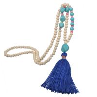 Turquoise Sweater Chain Necklace with Polymer Clay Tassel plated fashion jewelry & for woman Sold By PC