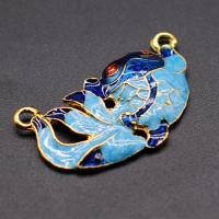 Cloisonne Pendants Brass Goldfish gold color plated DIY & enamel & double-hole nickel lead & cadmium free Sold By Bag