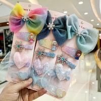 Children Hair Accessory Cloth with Sequins & Gauze & Zinc Alloy plated 5 pieces & fashion jewelry & for children nickel lead & cadmium free 100mm 55mm Sold By Set