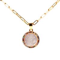 Cubic Zircon Micro Pave Brass Necklace with Shell gold color plated Hand-Painted Enamel Glaze & micro pave cubic zirconia & hollow metallic color plated Sold Per Approx 15.74 Inch Strand
