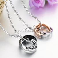 Couple Necklace Titanium Steel durable & Unisex & with rhinestone Sold Per 21.65 Inch Strand