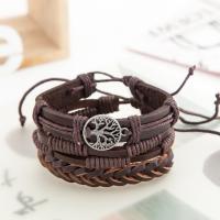 Faux Leather Bracelet Set bracelet with Zinc Alloy portable brown 18CM Sold By Set