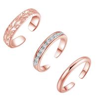 Brass Toe Ring plated three pieces & open & for woman nickel lead & cadmium free 14mm Sold By Set