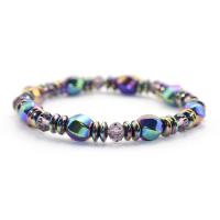 Magnetic Jewelry Bracelet Natural Stone with Black Magnetic Stone Round plated Unisex multi-colored 50mm Sold By Strand
