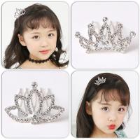 Metal Tiaras with Rhinestone Crown plated Girl & crown design & with rhinestone silver color 25*40mm Sold By PC