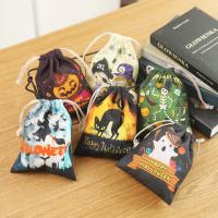 Canvas Drawstring Bag Rectangle half handmade Halloween Jewelry Gift 200*160mm Sold By PC