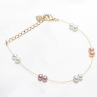 Freshwater Cultured Pearl Bracelet Round for woman multi-colored 150*5mm 39*2mm Sold By Strand